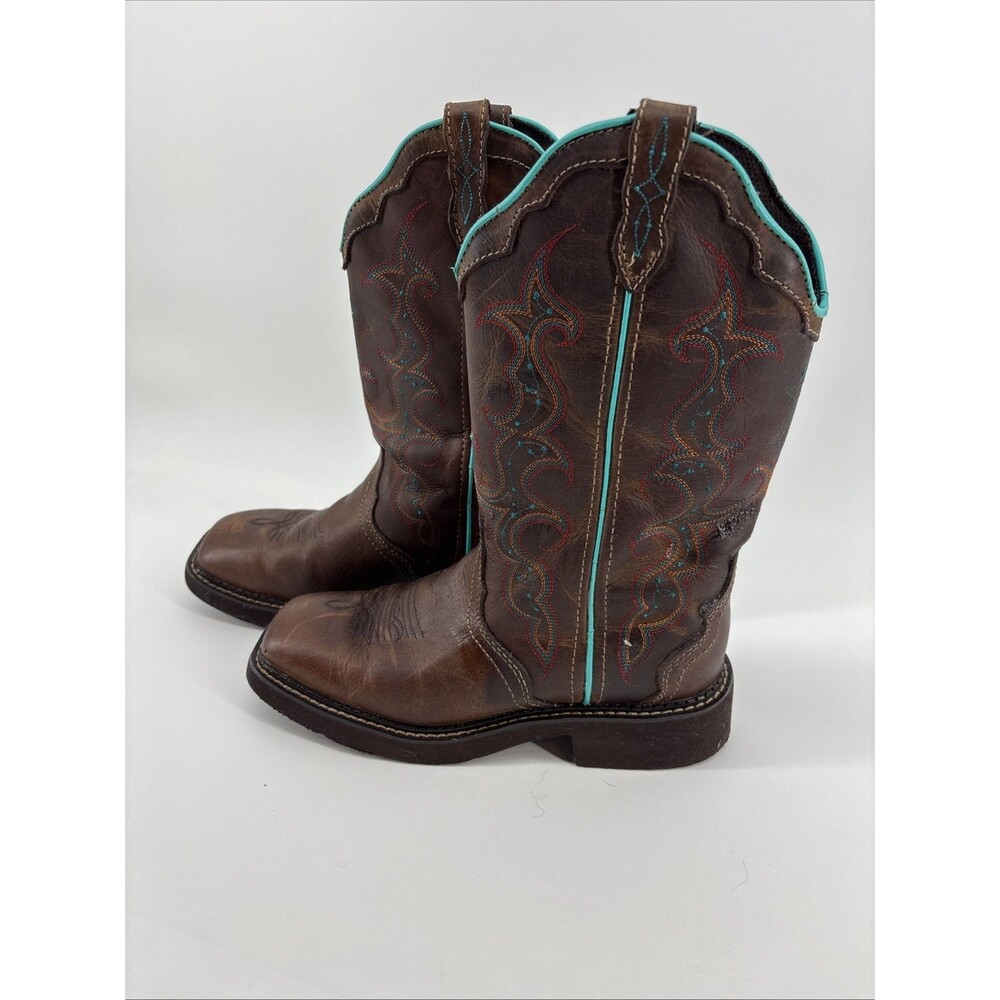 Justin Gypsy Raya Brown Leather Square Toe Cowboy Boots Women’s 7B GY2900 - Picture 3 of 7